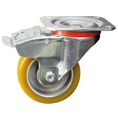 125mm Braked Swivel Plate Castor Polyurethane