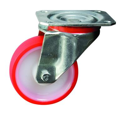 125mm Swivel Plate Castor Red Polyurethane