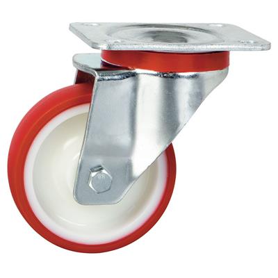 125mm Swivel Plate Castor Red Polyurethane