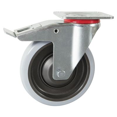 160mm Braked Swivel Plate Castor White Nylon Wheel